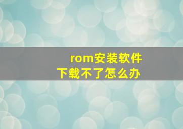 rom安装软件下载不了怎么办