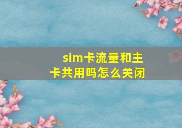 sim卡流量和主卡共用吗怎么关闭