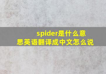 spider是什么意思英语翻译成中文怎么说