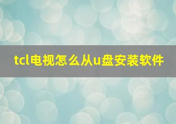 tcl电视怎么从u盘安装软件