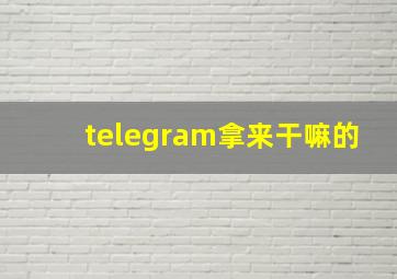 telegram拿来干嘛的