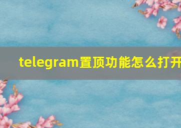 telegram置顶功能怎么打开