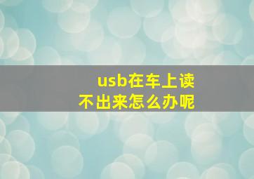 usb在车上读不出来怎么办呢