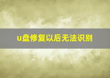 u盘修复以后无法识别