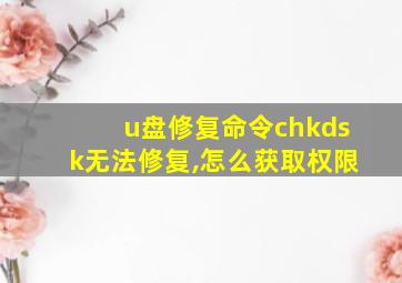 u盘修复命令chkdsk无法修复,怎么获取权限