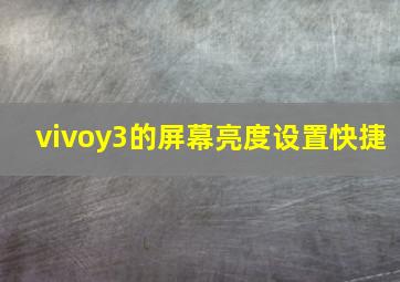 vivoy3的屏幕亮度设置快捷