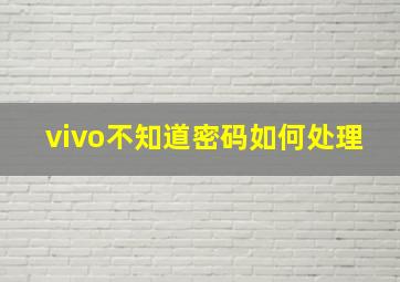 vivo不知道密码如何处理