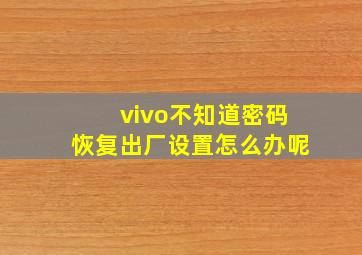 vivo不知道密码恢复出厂设置怎么办呢