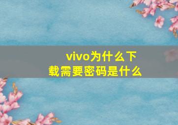 vivo为什么下载需要密码是什么