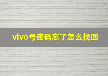 vivo号密码忘了怎么找回