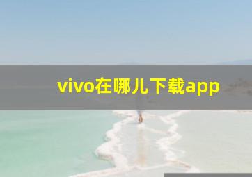 vivo在哪儿下载app