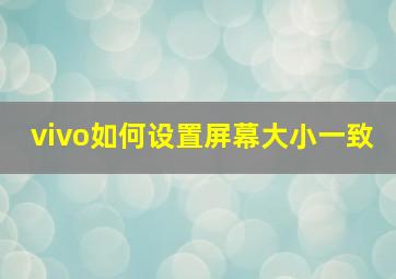 vivo如何设置屏幕大小一致