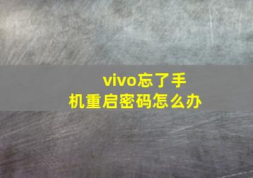 vivo忘了手机重启密码怎么办