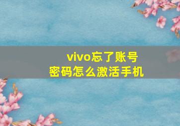 vivo忘了账号密码怎么激活手机