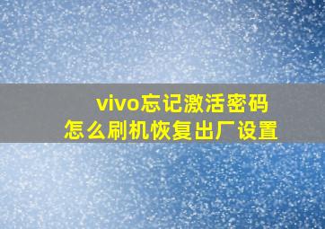 vivo忘记激活密码怎么刷机恢复出厂设置