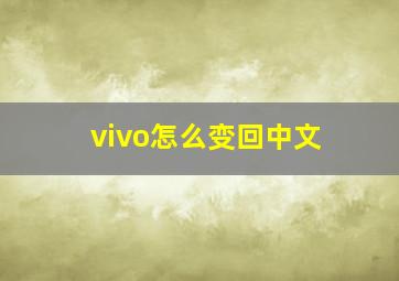 vivo怎么变回中文