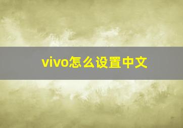 vivo怎么设置中文