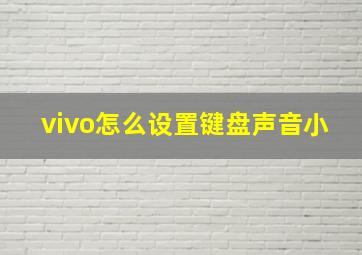 vivo怎么设置键盘声音小