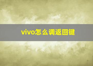 vivo怎么调返回键