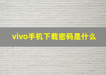 vivo手机下载密码是什么