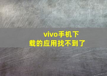 vivo手机下载的应用找不到了