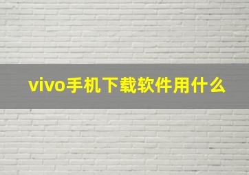 vivo手机下载软件用什么