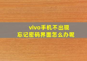 vivo手机不出现忘记密码界面怎么办呢