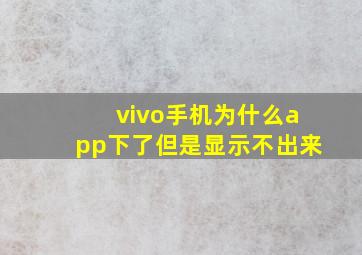 vivo手机为什么app下了但是显示不出来