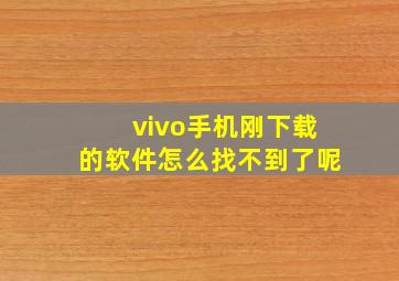 vivo手机刚下载的软件怎么找不到了呢