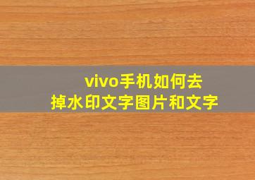 vivo手机如何去掉水印文字图片和文字