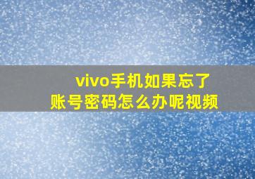 vivo手机如果忘了账号密码怎么办呢视频