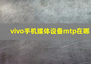 vivo手机媒体设备mtp在哪