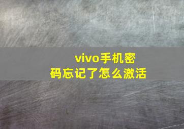 vivo手机密码忘记了怎么激活