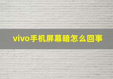 vivo手机屏幕暗怎么回事