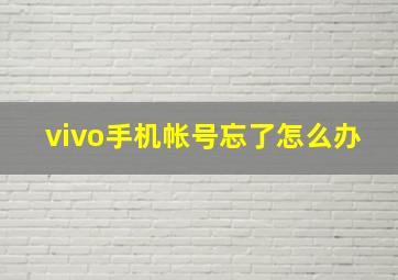 vivo手机帐号忘了怎么办