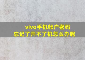 vivo手机帐户密码忘记了开不了机怎么办呢