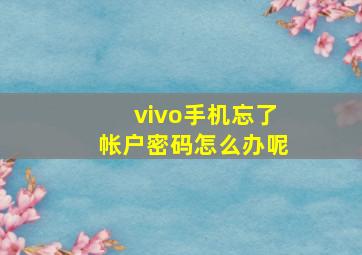 vivo手机忘了帐户密码怎么办呢