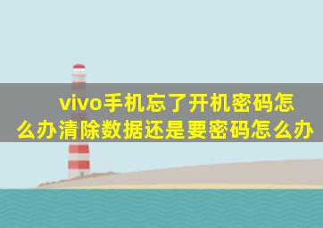 vivo手机忘了开机密码怎么办清除数据还是要密码怎么办