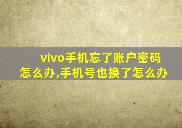 vivo手机忘了账户密码怎么办,手机号也换了怎么办