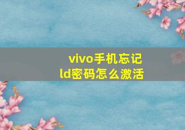 vivo手机忘记ld密码怎么激活