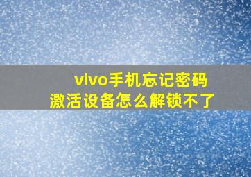 vivo手机忘记密码激活设备怎么解锁不了