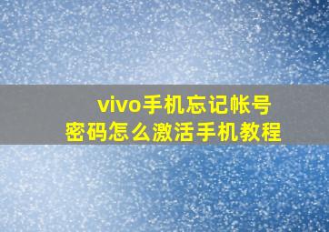 vivo手机忘记帐号密码怎么激活手机教程