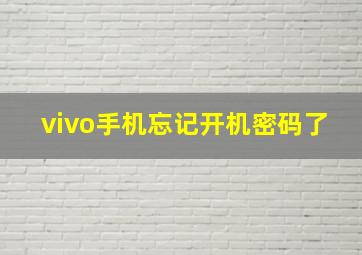 vivo手机忘记开机密码了