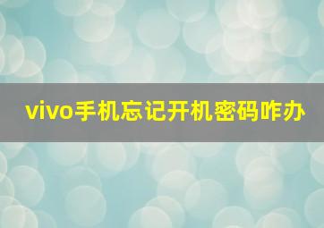 vivo手机忘记开机密码咋办