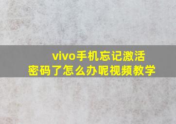 vivo手机忘记激活密码了怎么办呢视频教学