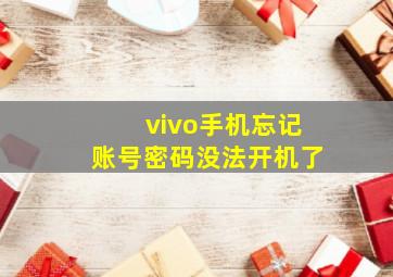 vivo手机忘记账号密码没法开机了