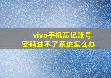 vivo手机忘记账号密码进不了系统怎么办