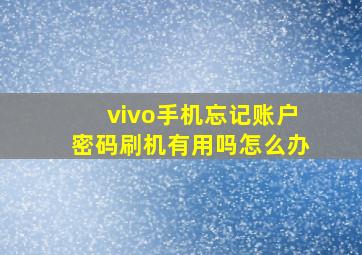 vivo手机忘记账户密码刷机有用吗怎么办