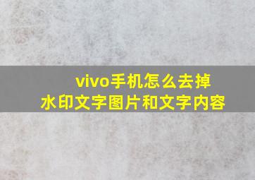 vivo手机怎么去掉水印文字图片和文字内容