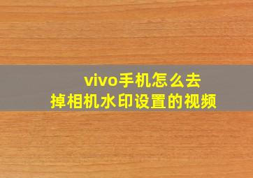 vivo手机怎么去掉相机水印设置的视频